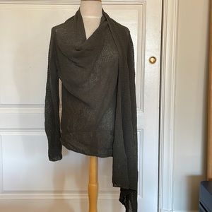 Sarah Pacini olive green wrap cardigan one size